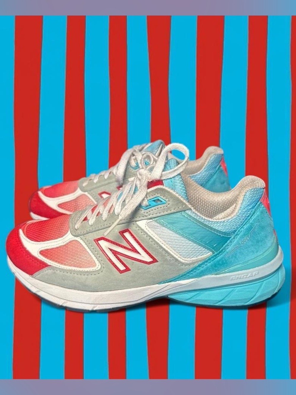 New Balance Red-to-Blue Gradient Sneakers